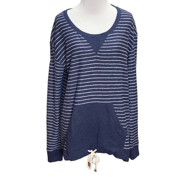Saturday Sunday Striped Drawstring Sweatshirt SM - Picture 1 of 7